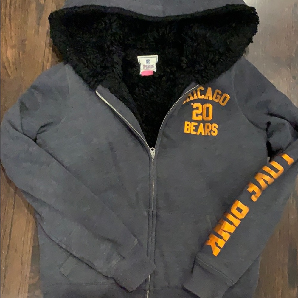CHICAGO BEARS X VS PINK  FAUX FUR LINED HOODIE NFL